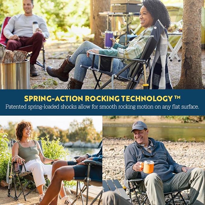 Camping Rocking Chair, Heathered Royal Steel Frame, 250 lb Capacity