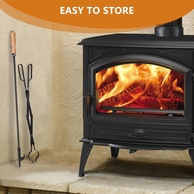 Heavy Duty 32” Long Fireplace Fire Pit Campfire Poker Stick and 26” Fireplace - Image 4