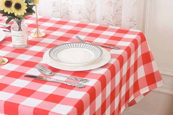 2 Pack Waterproof Polyester Fabic Square Checkered Tablecloth，54x54 Outdoor - Image 8