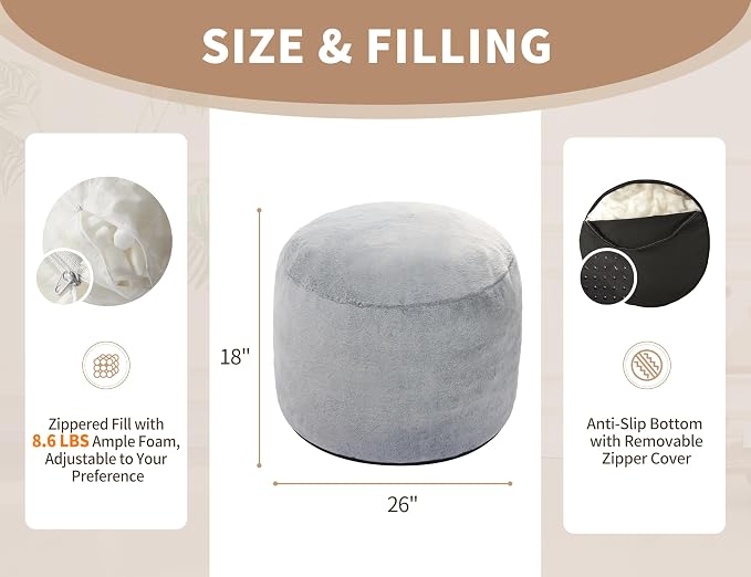 Boho Ottoman Living Room Furniture 26"x18" Large Round Ottomans Pouf Couch Foot - Image 2