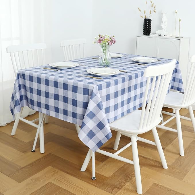 Romanstile Gingham Rectangle Plastic Tablecloth, 100% Waterproof Checkered PVC - Image 2