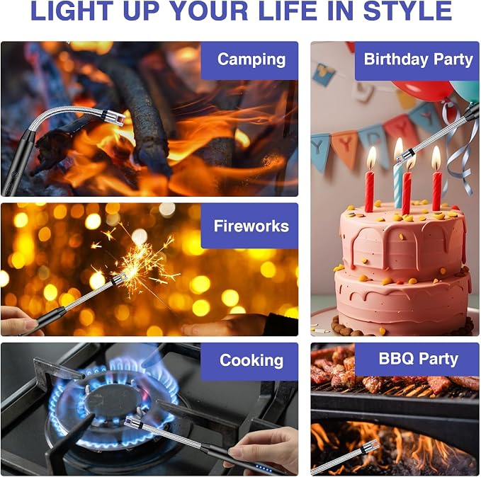 2 PCS Candle Lighter, Electric Lighter Arc Windproof Flameless - Image 2