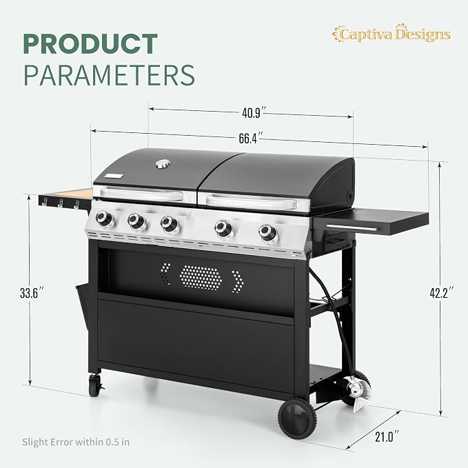 Captiva Designs Propane Gas Griddle Grill Combo - Image 6