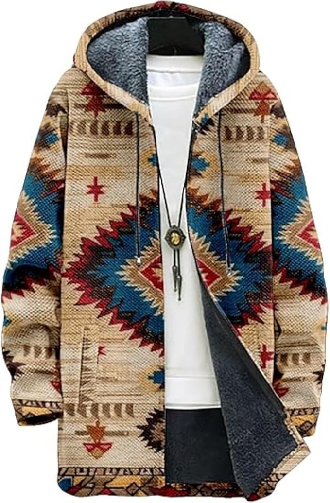 Men's Hooded Sweater Coat Knit Fleece Lined Long Cardigan Jacket by Unknown