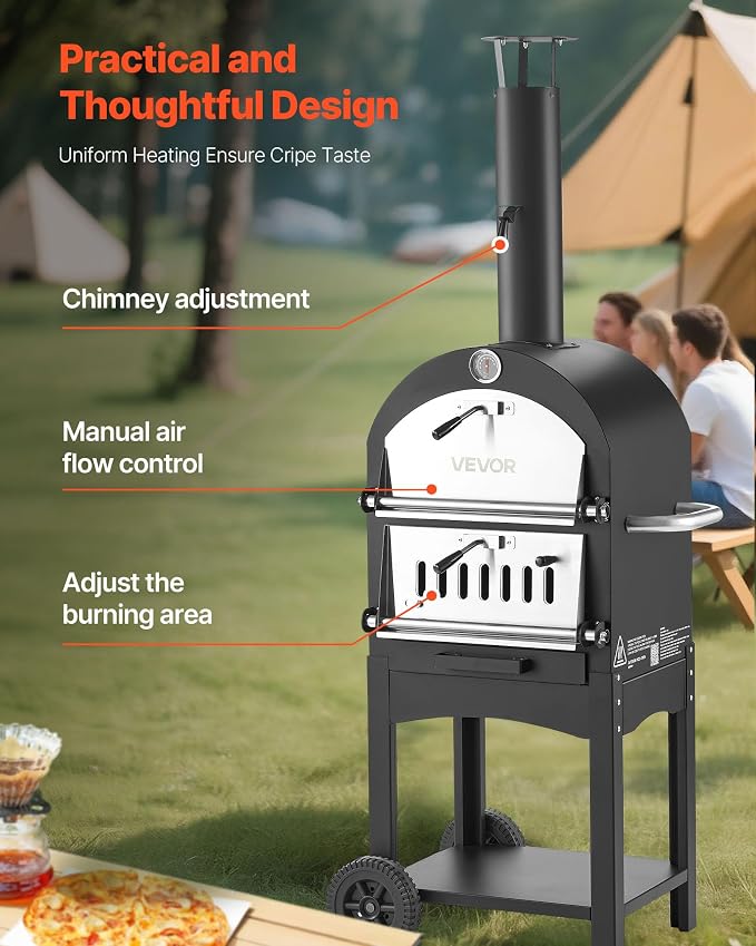 VEVOR Outdoor Pizza Oven, 2-Layer Pizza Oven Wood Fired, Wood Burning Outdoor - Image 4