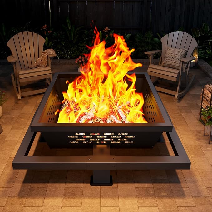 47" Large Fire Pit, Square Outdoor Fire Pit - Image 3
