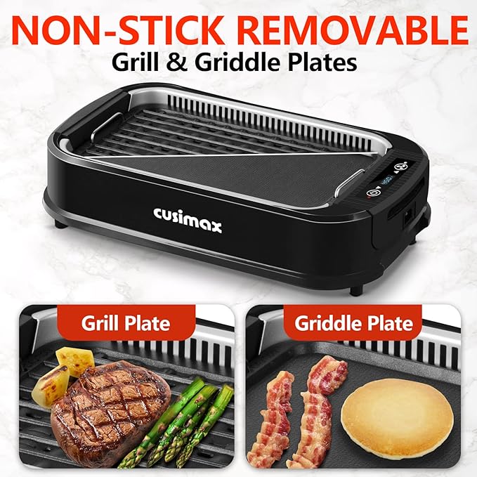 CUSIMAX Indoor Grill, Electric Smokeless Grill, 1500W Korean BBQ Grill - Image 3