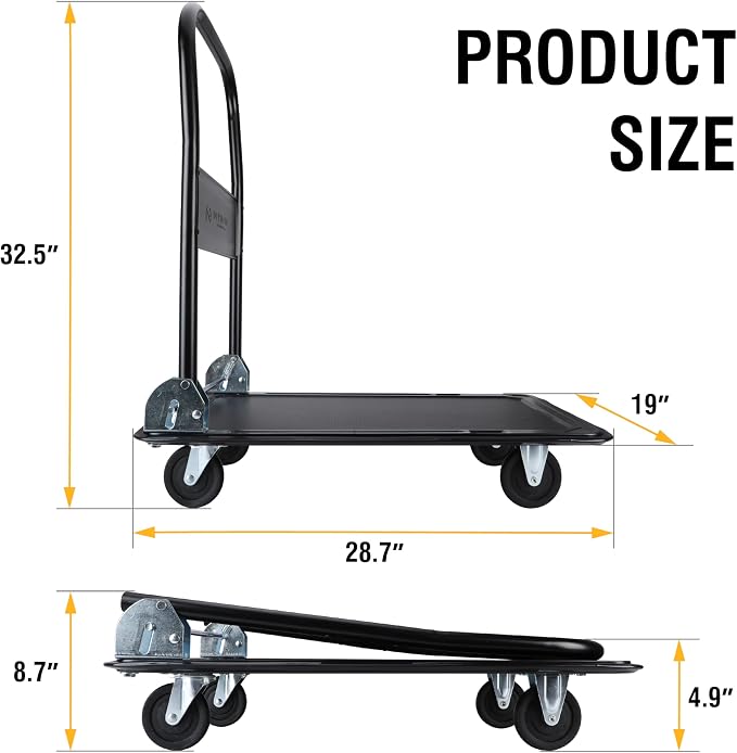 Olympia Tools Foldable Push Cart Dolly - 330 Lb. Capacity Heavy Duty Platform - Image 6