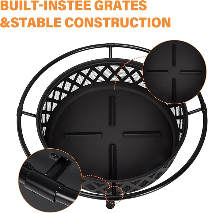 Red Mountain Valley 30'' Outdoor Wood Burning Fire Pit, 2-in-1 Large Round Fire - Image 7