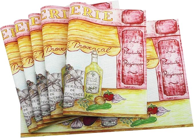 Gugrida Placemats Set of 6 Plaid Checkered Colorful Landscape PVC Placemat by Unknown