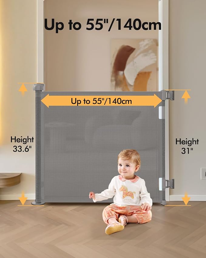 Retractable Baby Gate for Stairs & Doorways, Pet and Dog Safety Gate for - Image 2