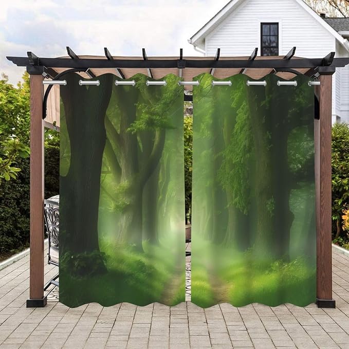 Forest Theme Waterproof Outdoor Curtains by Lirduipu