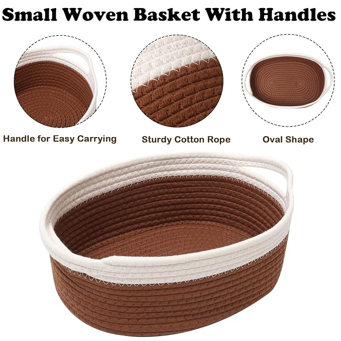 Gift Basket with Gift Bag and Ribbons, Small Rope Woven Shelf Storage, Baskets - Image 3