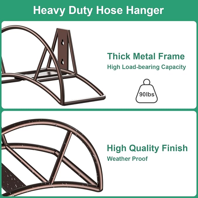 TomCare Garden Hose Holder Heavy Duty Water Hose Holder Wall Mount Hose Hanger - Image 3