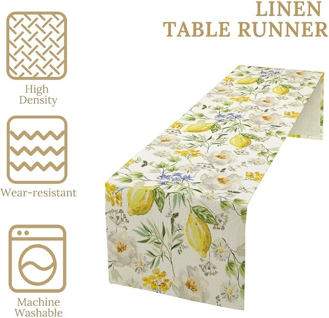 Vintage Lemon Blossom Table Runner Seasonal Spring Summer Floral Farmhouse - Image 7