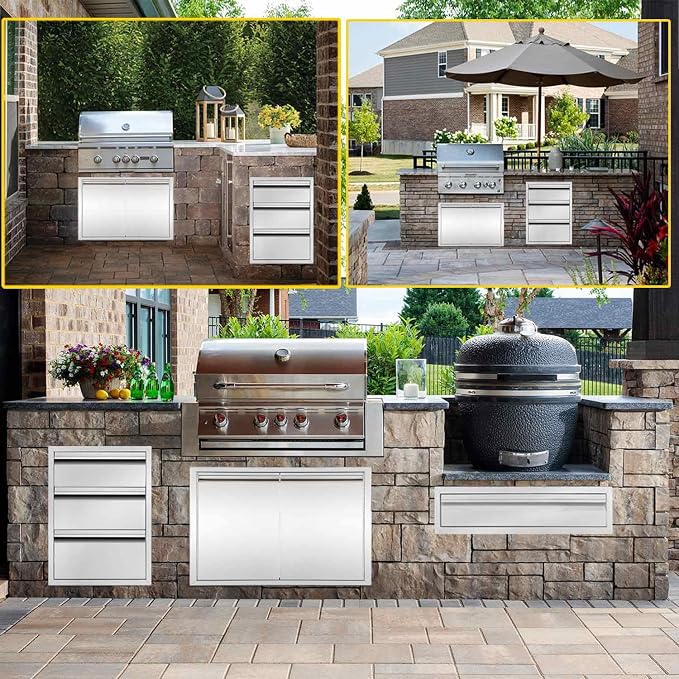 30" W Outdoor Kitchen Drawer Stainless Steel BBQ Single Drawer w/Divider Flush - Image 2
