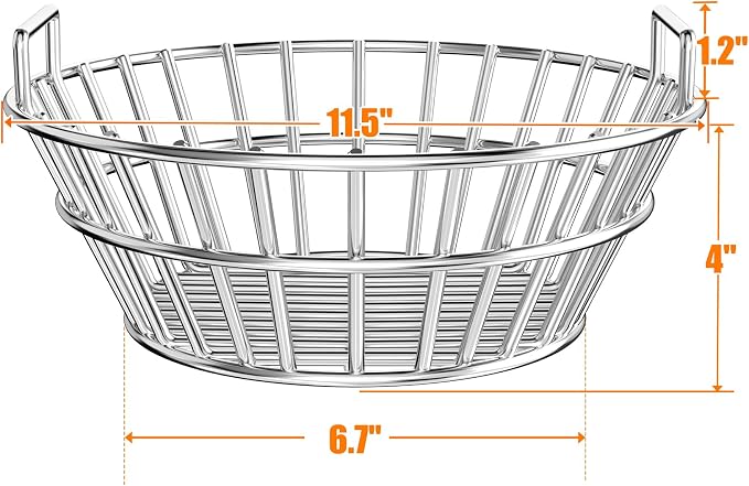 onlyfire Charcoal Ash Basket Fits Medium Big Green Egg, Stainless Steel - Image 2