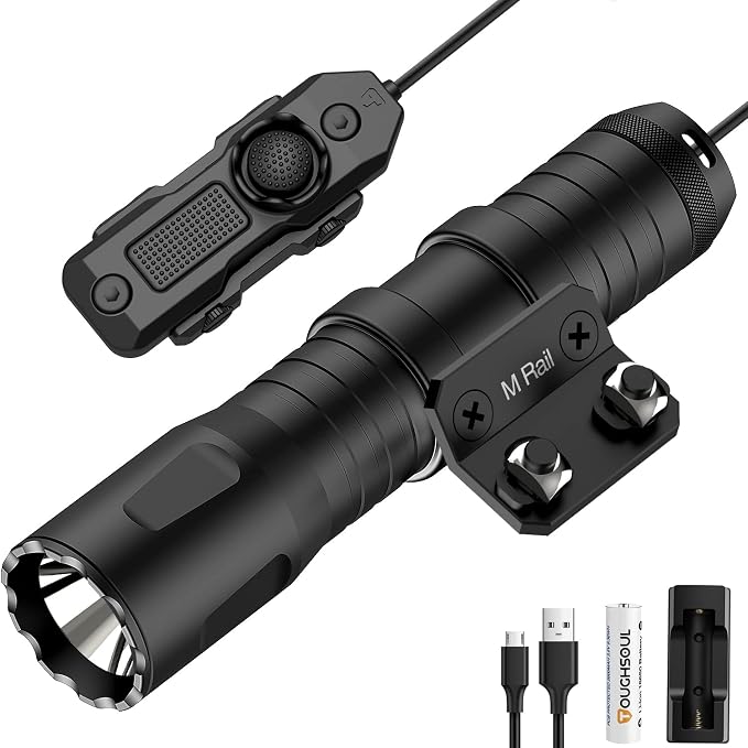 TOUGHSOUL M-Rail Picatinny Tactical Flashlight 1250 Lumens, Rechargeable by TOUGHSOUL