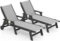 SERWALL Textilene Patio Chaise Lounge Chair Set of 2, 5 Positions Outdoor by SERWALL