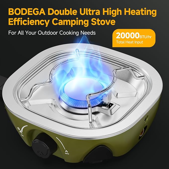 BODEGA 2 Burner Camping Stove, 20000 BTU Folding Propane Camp Stove - Image 2