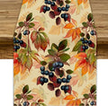 Autumn Leaf Table Runner, Thanksgiving Autumn Harvest Watercolor Black Berry by JanJCurt