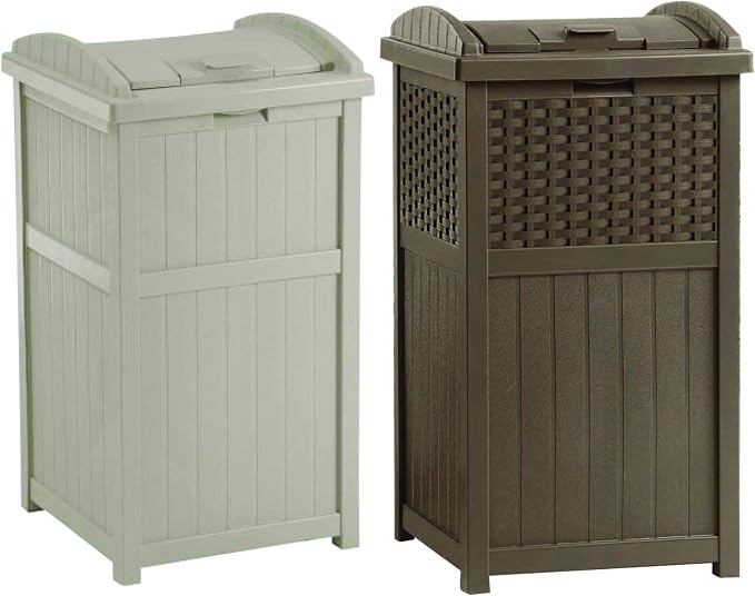 Suncast 33 Gallon Trash Hideaway Easy Assembly Durable Plastic Garbage Container by Suncast