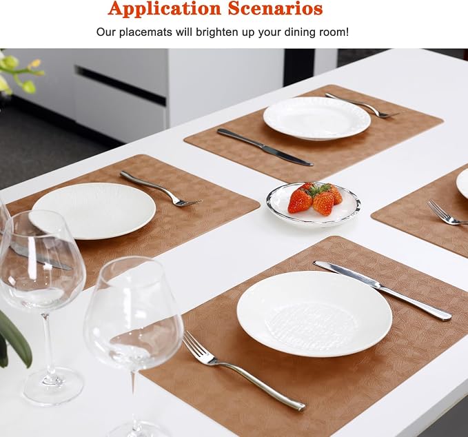 Vinyl Placemats Set of 4 Heat Resistant Easy Clean Non-Slip Place Mats - Image 5