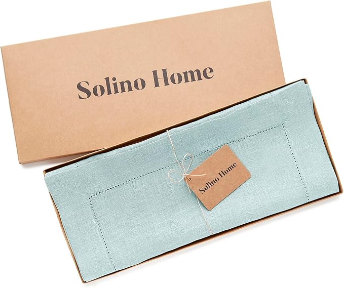 Solino Home Linen Aqua Blue Table Runner 144 Inches Long - Image 5