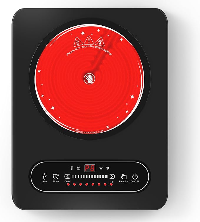 Single Burner Electric Cooktop, 110V 1800W Electric Stove Top by GIHETKUT