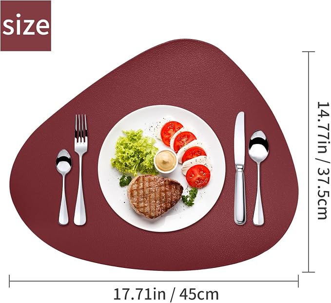 Herda Round Placemats Set of 6 Faux Leather Placemats Wipeable Washable - Image 2