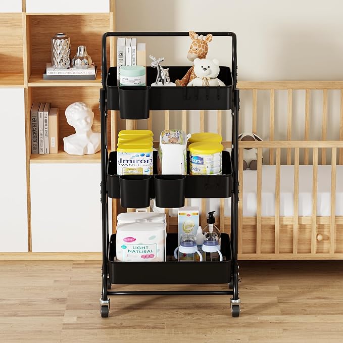 3 Tier Foldable Rolling Cart - Image 8