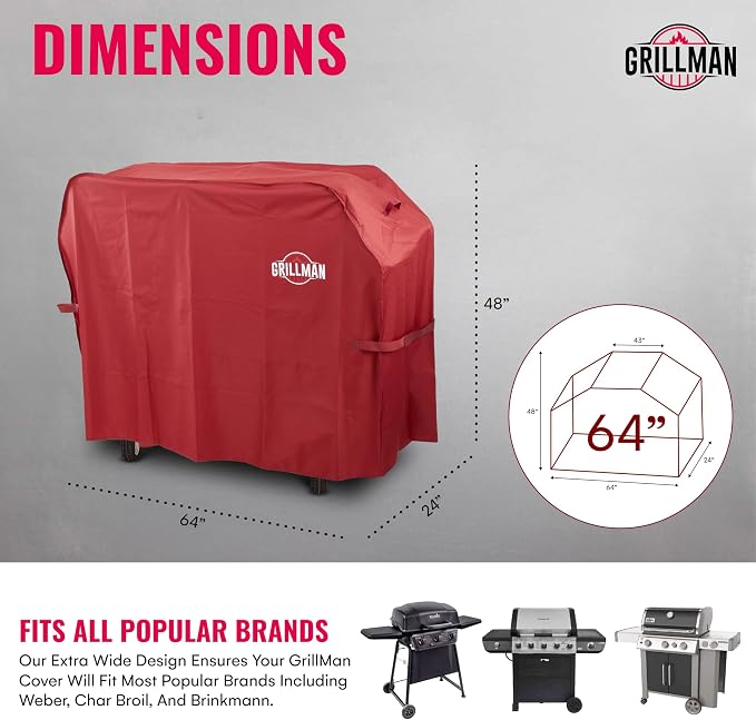 Grill Cover by Grillman, 64 Inch, BBQ Outdoor Grill Covers, Charcoal & Gas - Image 3