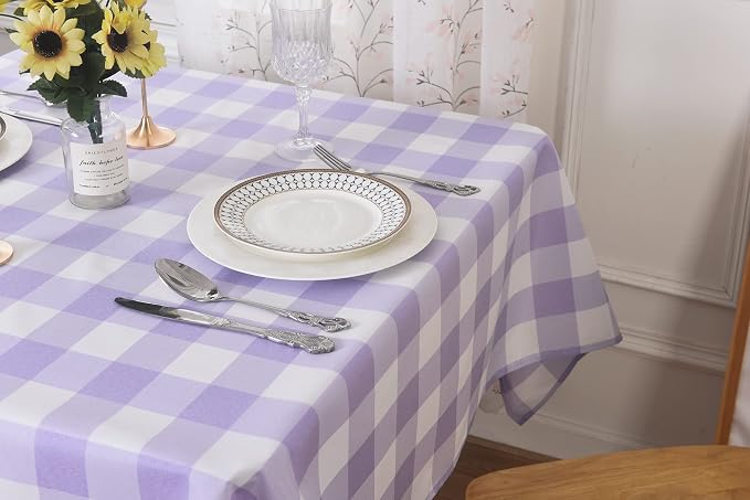 Cupuamon 2 Pack Waterproof Polyester Fabic Square Checkered Tablecloth，54x54 - Image 8