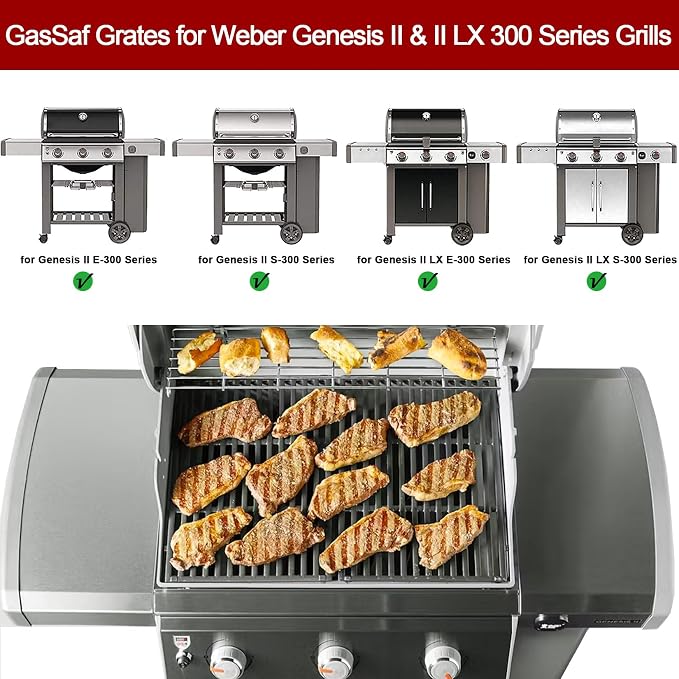 GasSaf 18.75" Grill Grates for Weber Genesis II/LX 300 Grills, Cast Iron Grates - Image 4