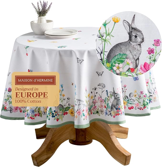 Maison d' Hermine Table Cloth Round Table 100% Cotton 69 Inches Tablecloth by MaisondHermine