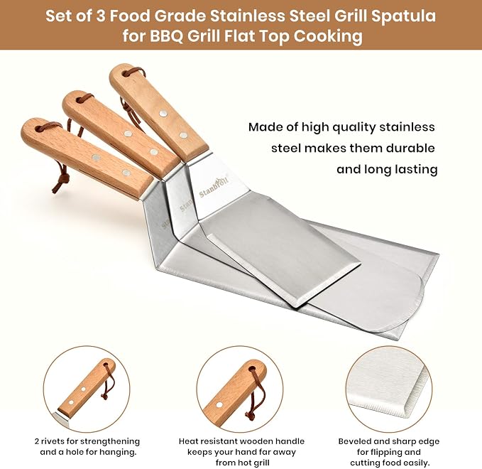 Stanbroil Large Metal Griddle Spatula Set - Image 6