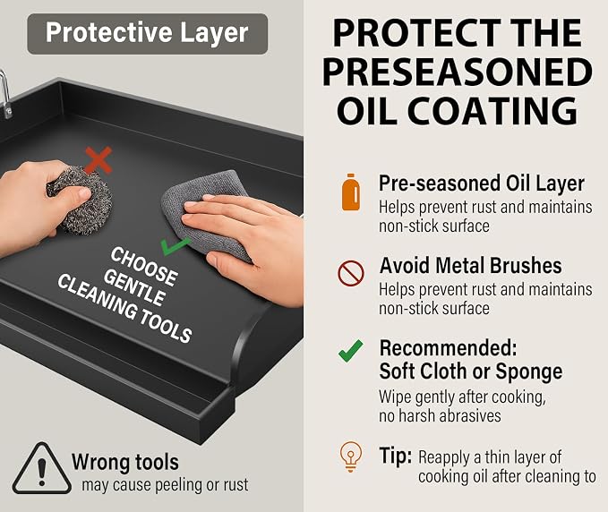 Uniflasy Nonstick Griddle for Gas Grill, Cast Iron Griddle for Outdoor Gas & - Image 8