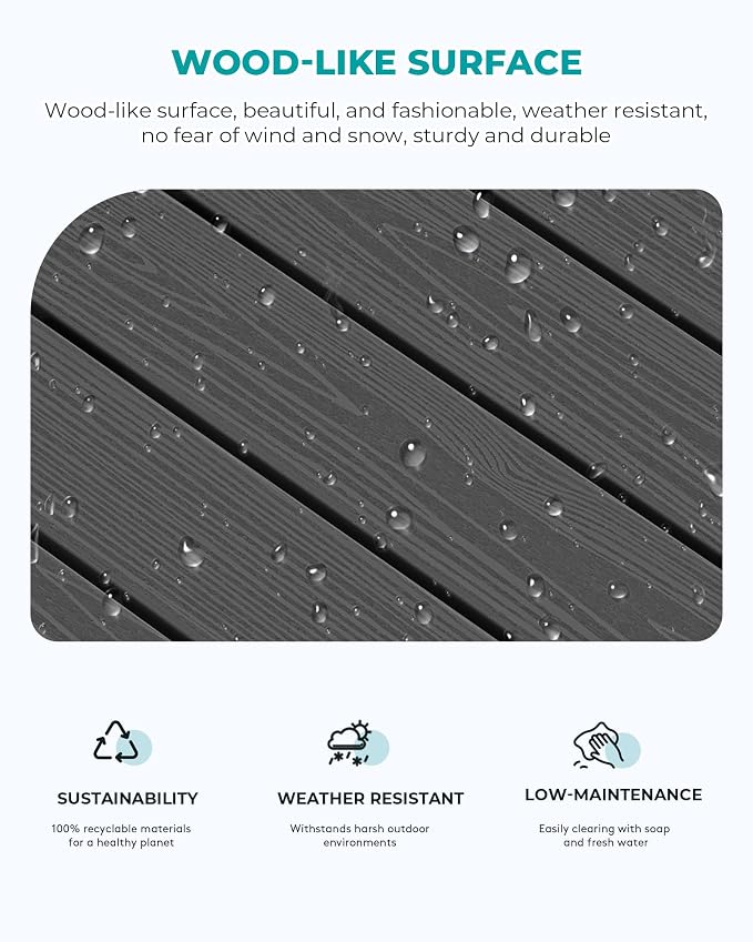 SERWALL Outdoor Coffee Table, HDPE Patio Coffee Table - Image 7