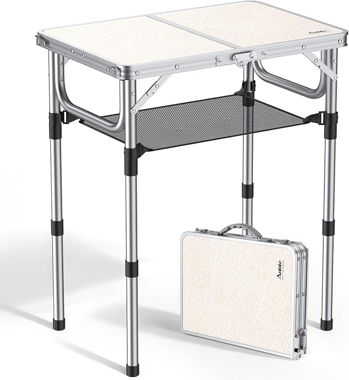 Anbte Folding Camping Table, Aluminum 24" x 16" Adjustable Height Small Folding by Anbte