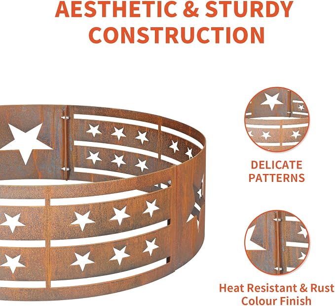 Fire Pit Ring, Outdoor Cooking Camping Steel Fire Ring Combo Insert DIY - Image 3