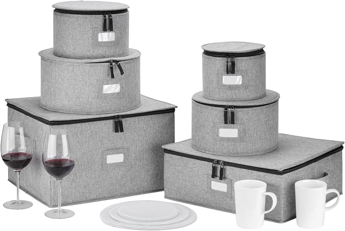 6pcs Hard Shell China Storage Containers by STOZU