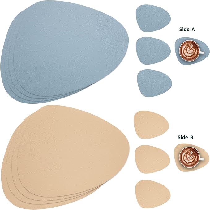 Myir JUN Placemats, Dual-Sided Placemats Waterproof Faux Leather Placemats Set - Image 2