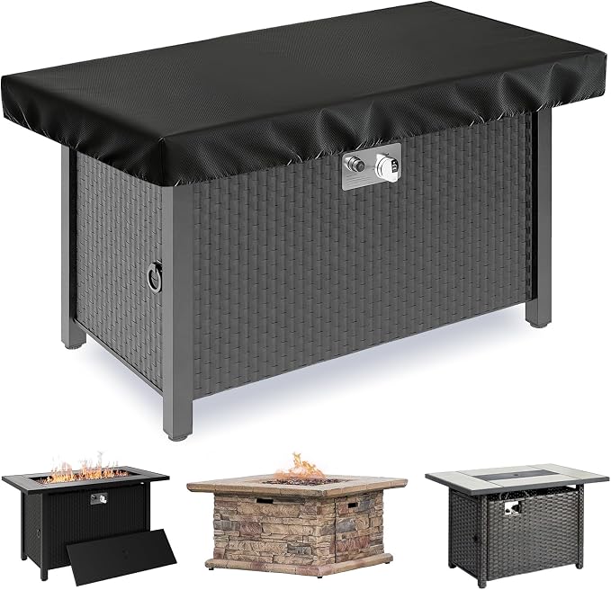 Outdoor Fire Pit Cover Rectangular, Industrial-Grade 3-Layer Structure 600D by Unknown