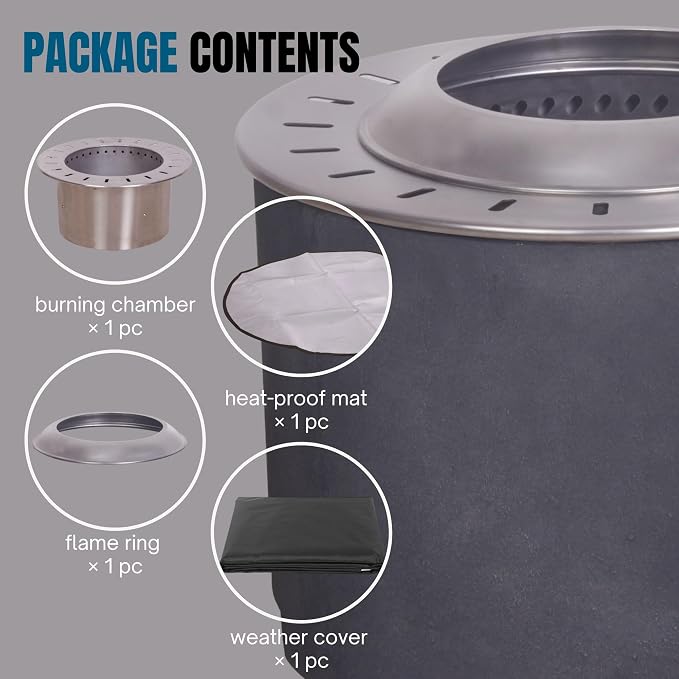 Afterglow Smokeless Fire Pit, 20.5" Round Wood Burning Stainless Steel Top & - Image 2
