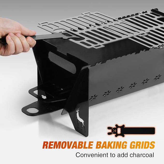 Lineslife 16 Inch Portable Camping Campfire Grill, Heavy Duty Charcoal BBQ - Image 7