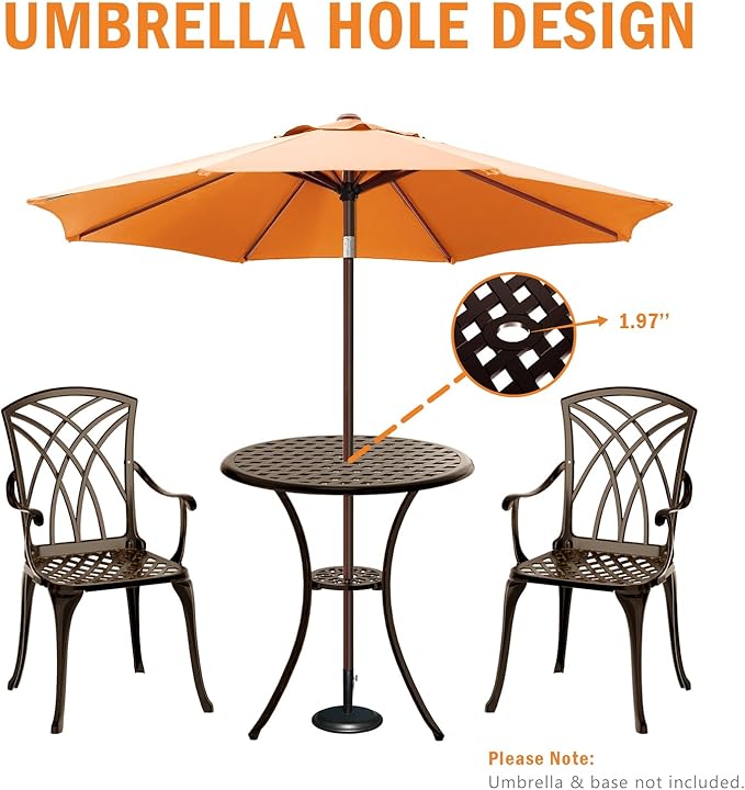 Patio Bistro Set 3 Piece, Cast Aluminum Bistro Set - Image 6