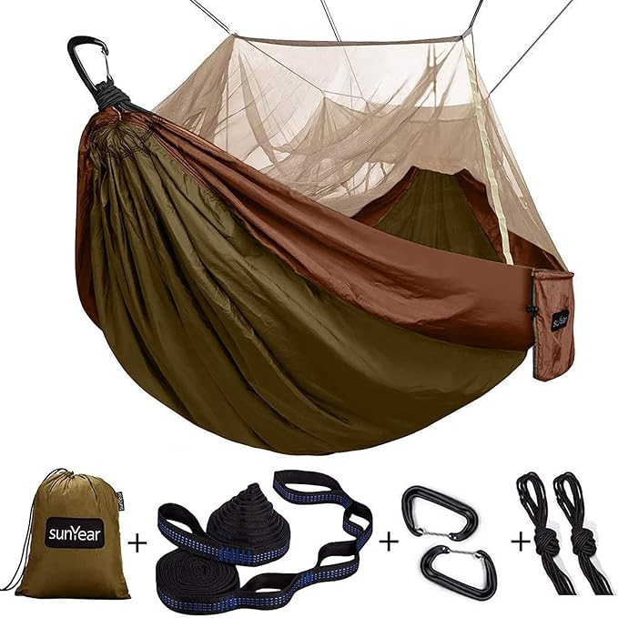 Hammock with Bug Net, 210T Nylon, Single or Double Size