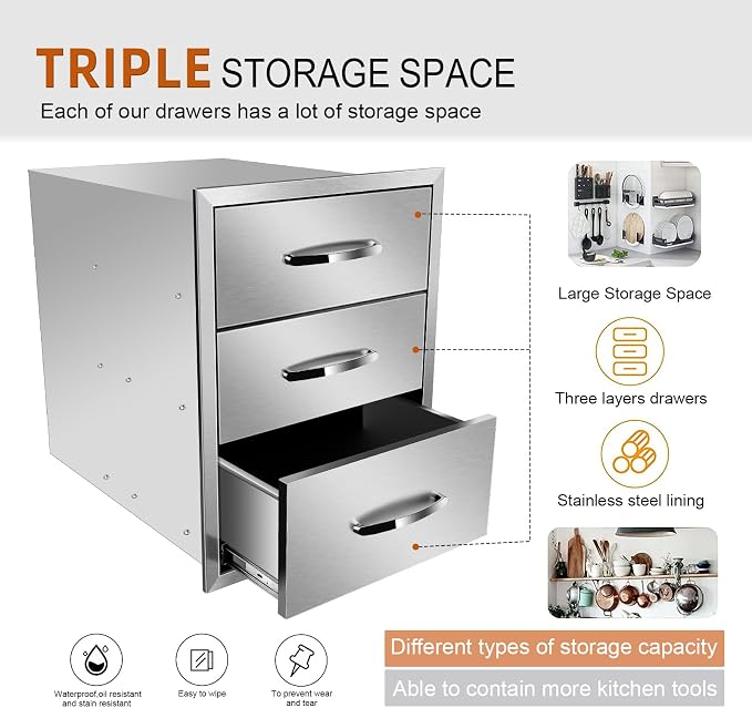 Pull Out Trash Drawer, Lower Sliding Rails Stainless Steel Roll Out Trash Bin - Image 4