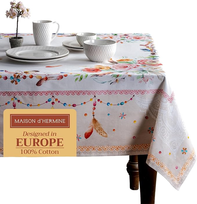 Maison d' Hermine Table Cloth Square Table 100% Cotton 60 x 60 Inches by MaisondHermine