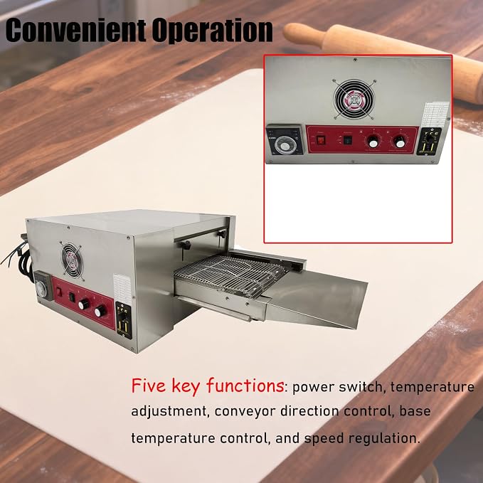 220V Countertop Conveyor Pizza Oven Commercial Baking Electric Oven 12" Belt - Image 5